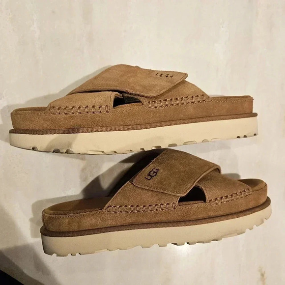 UGG Goldenstar Suede Slides Size 9 Color Beige - Picture 5 of 10